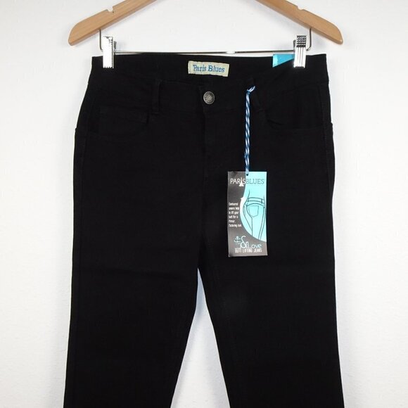 Paris Blues Jeans Junior's Size 9 Black Denim Low Rise Butt Lifting FLAWED - Picture 2 of 13